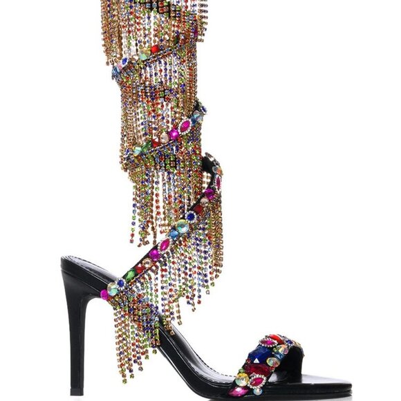 AZALEA WANG " CASCADED GEMS " EMBELLISHED SANDAL IN MULTI (BRAND NEW!!!!!!!!!!!! - Picture 6 of 7